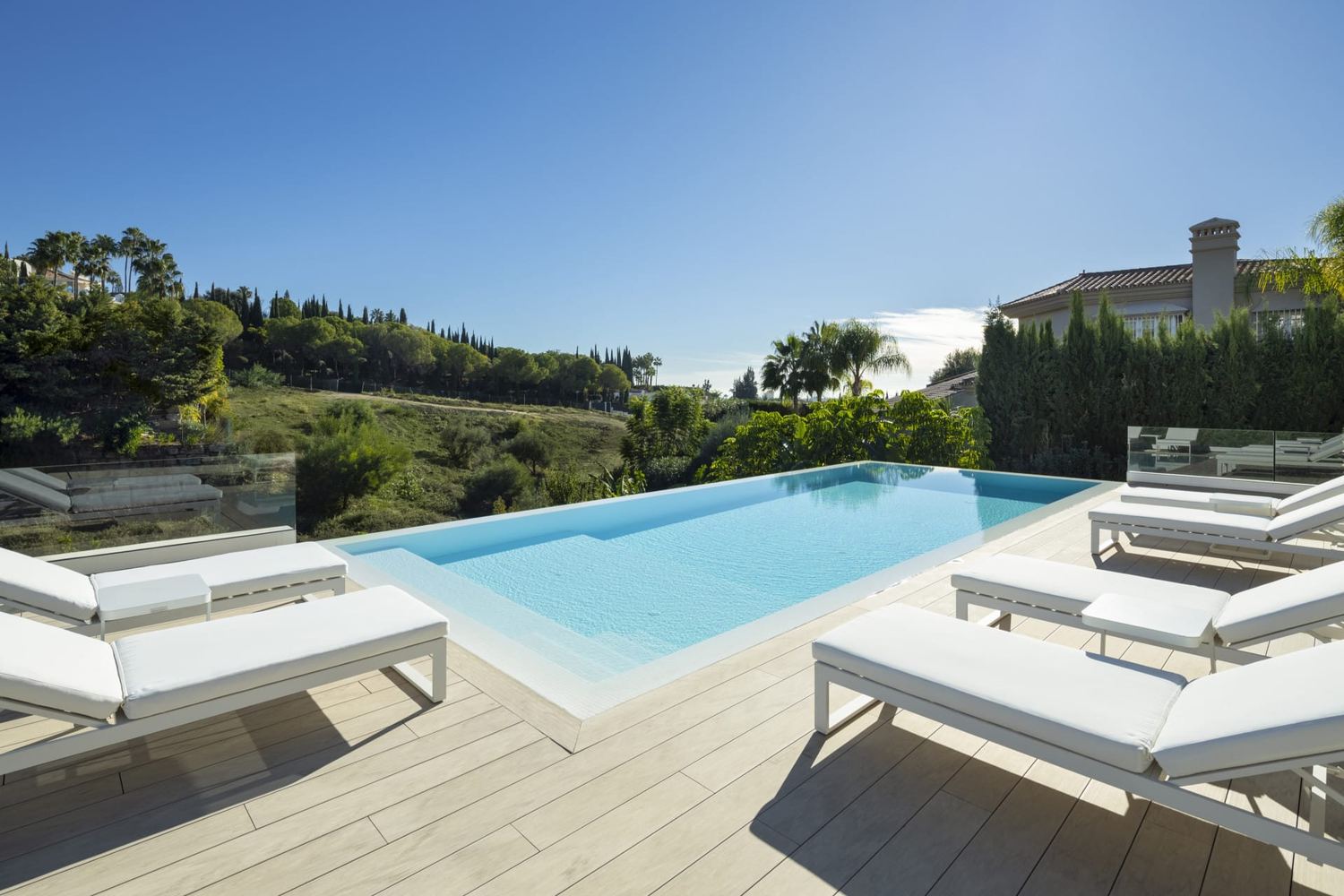 Infinity pool with valley views
