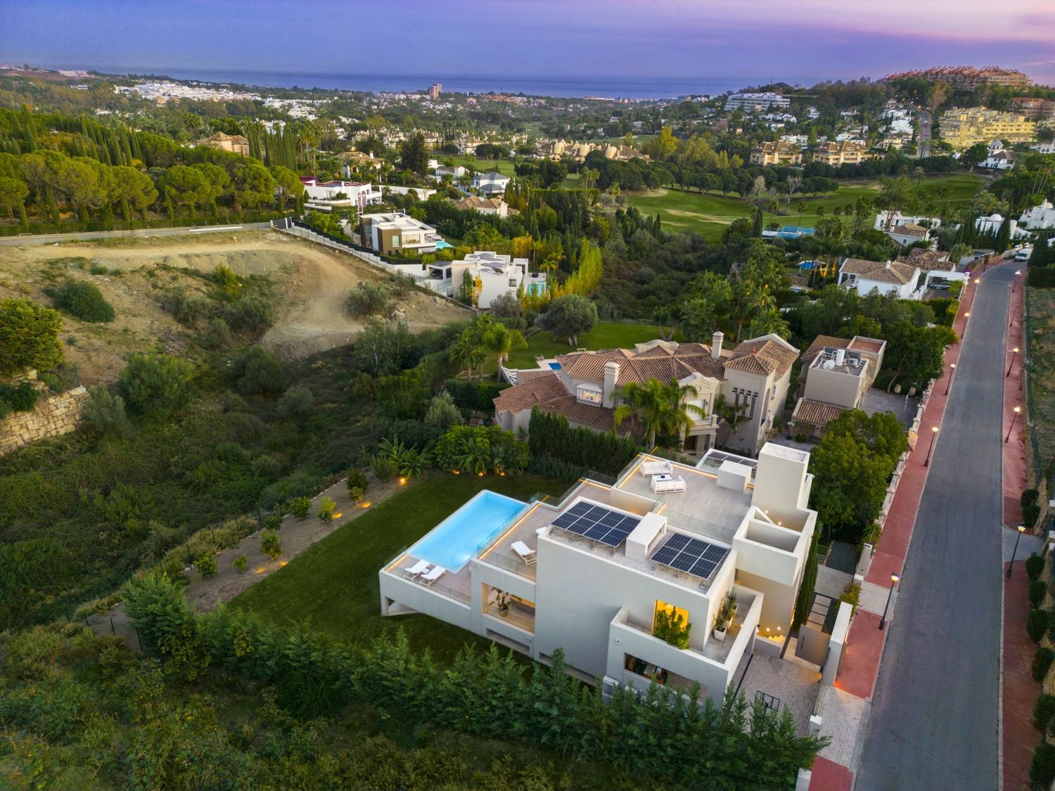 Aerial view of the villa